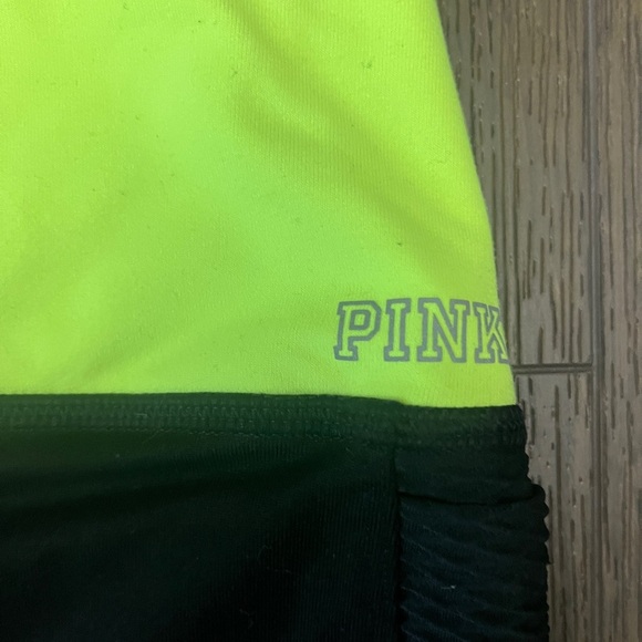 PINK Victoria's Secret Neon Yellow and Black Leggings M - Picture 4 of 6